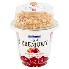 JOGURT KREM WIŚNIA Z GRANOLĄ 230G BAKOMA