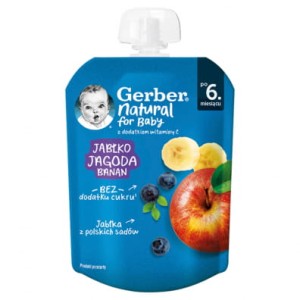 DESER GERBER JABŁKO JAGODA BANAN 80G NESTLE TUBKA