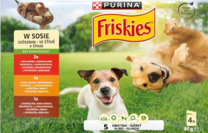 KARMA PIES FRISKIES ADULT MIĘSO 4*85G NESTLE SASZ