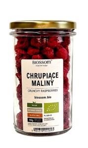 MALINY LIOFILIZOWANE CHRUPIĄCE B/GLUT BIO 55G BIOSSOM