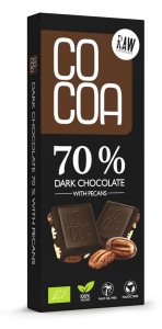 CZEKOLADA CIEMNA 70% Z ORZECHAMI PEKAN BIO 40G COCOA