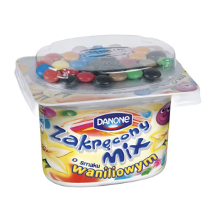 JOGURT ZAKRĘCONY MIX WANILIA Z DRAŻAMI 125G DANONE