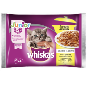 KARMA DLA KOTA JUNIOR WOŁOWINA KURCZAK 4*85G WHISKAS