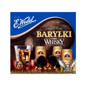 BOMBONIERKA BARYŁKI Z WHISKY 200G WEDEL