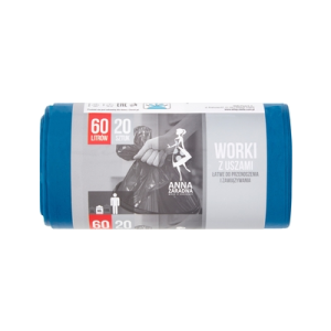 WORKI NA ŚMIECI Z USZAMI LDPE 60L A'20 NIEBIESKIE