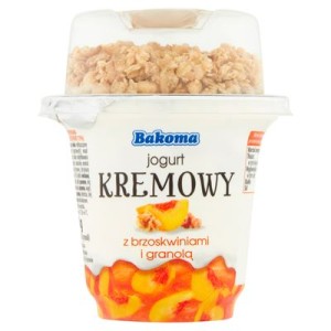 JOGURT KREM BRZOSKWINIA Z GRANOLĄ 230G BAKOMA