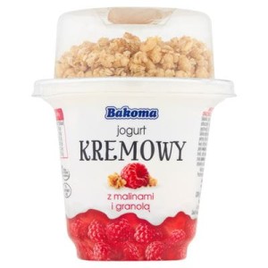 JOGURT KREM MALINA Z GRANOLĄ 230G BAKOMA